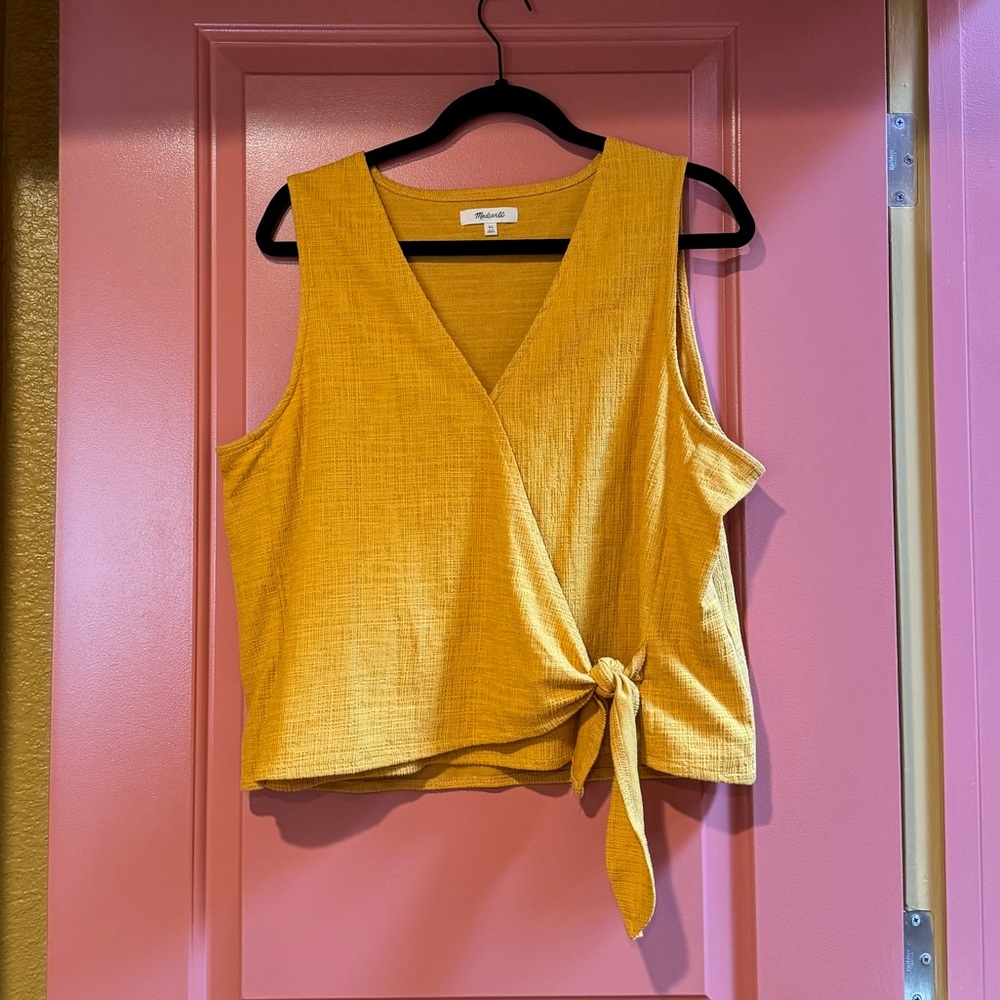 Madewell Tie-Front Mustard Tank Top